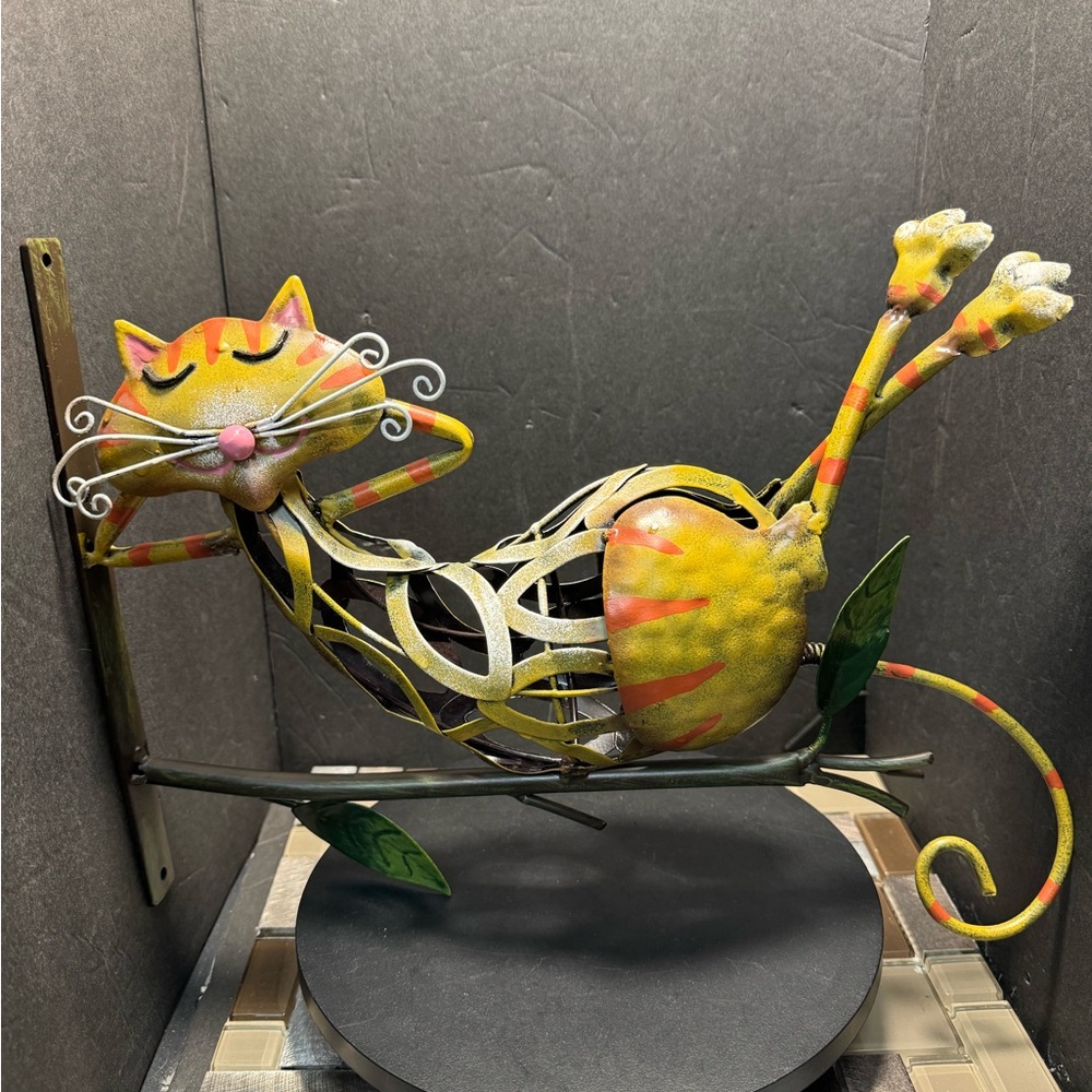 Problem Solvers Cat On A Branch Metal Yard Sculpture